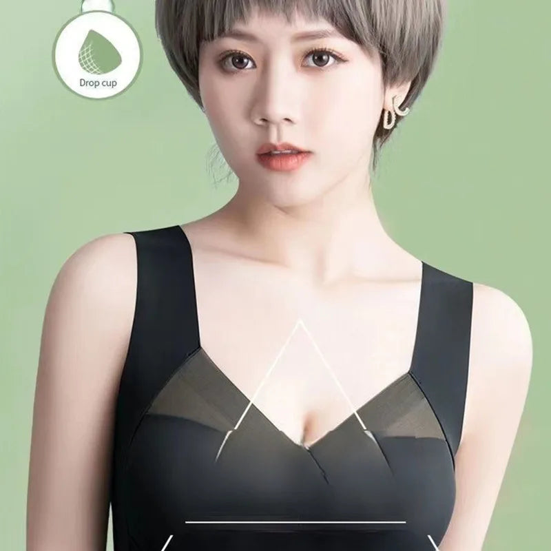 Four Seasons Women's Sexy High Quality Anti glare Tank Top Lace Sexy Bra Comfortable Ultra Thin Breathable Solid Color Underwear