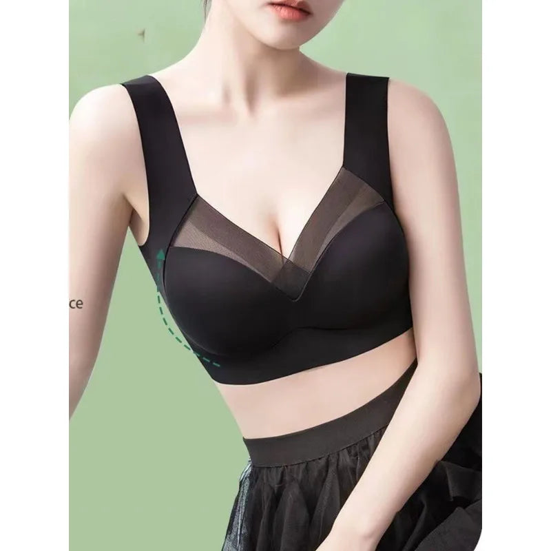 Four Seasons Women's Sexy High Quality Anti glare Tank Top Lace Sexy Bra Comfortable Ultra Thin Breathable Solid Color Underwear