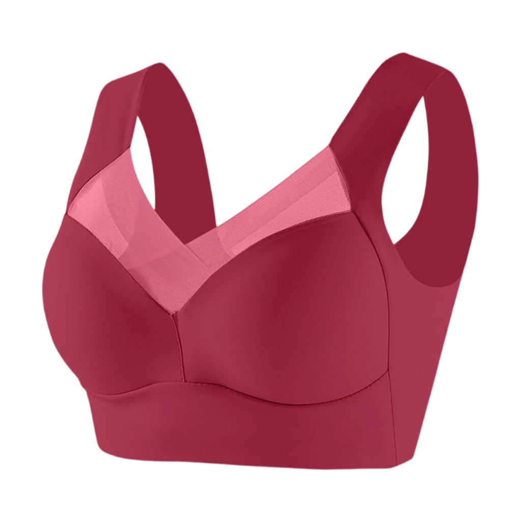 Women's Large Size Underwear Comfortable No Steel Ring Vest Bra Thin Design Side Cinching Breast Gathering Push-Up Seamless Bra