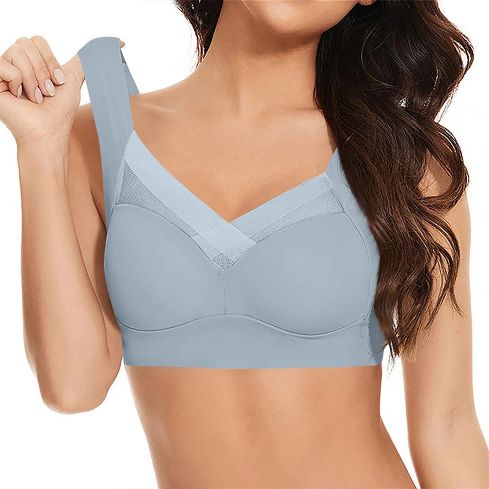 Women's Large Size Underwear Comfortable No Steel Ring Vest Bra Thin Design Side Cinching Breast Gathering Push-Up Seamless Bra