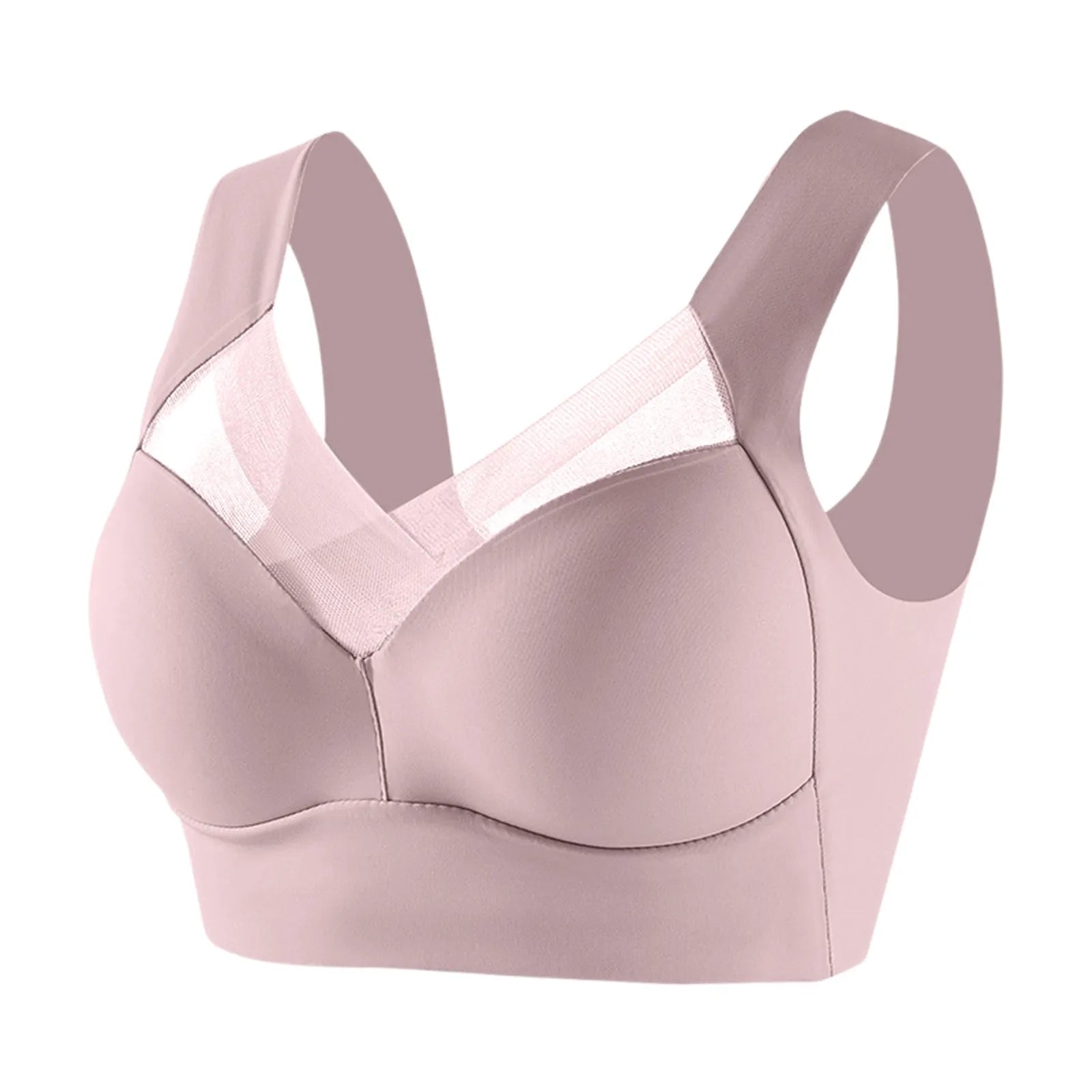 Women's Large Size Underwear Comfortable No Steel Ring Vest Bra Thin Design Side Cinching Breast Gathering Push-Up Seamless Bra