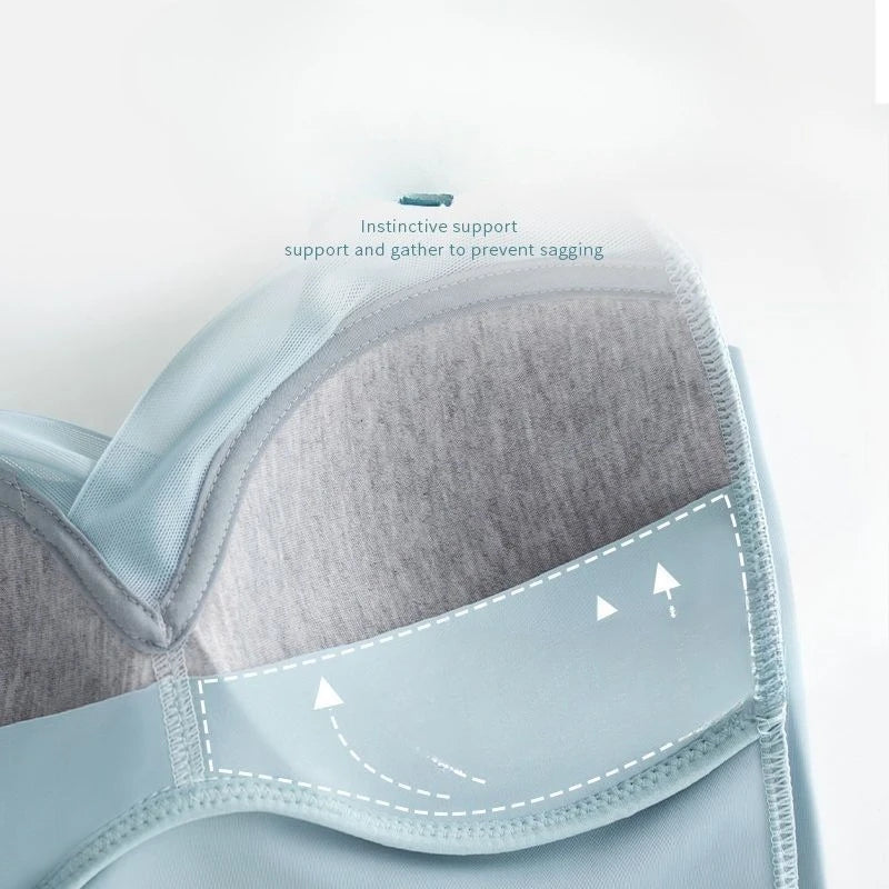 Ice Silk Seamless Sports Underwear for Women, Vest Type, Integrated Cup, Closed Breast, Anti-sagging, Upper Support, Bra Cover