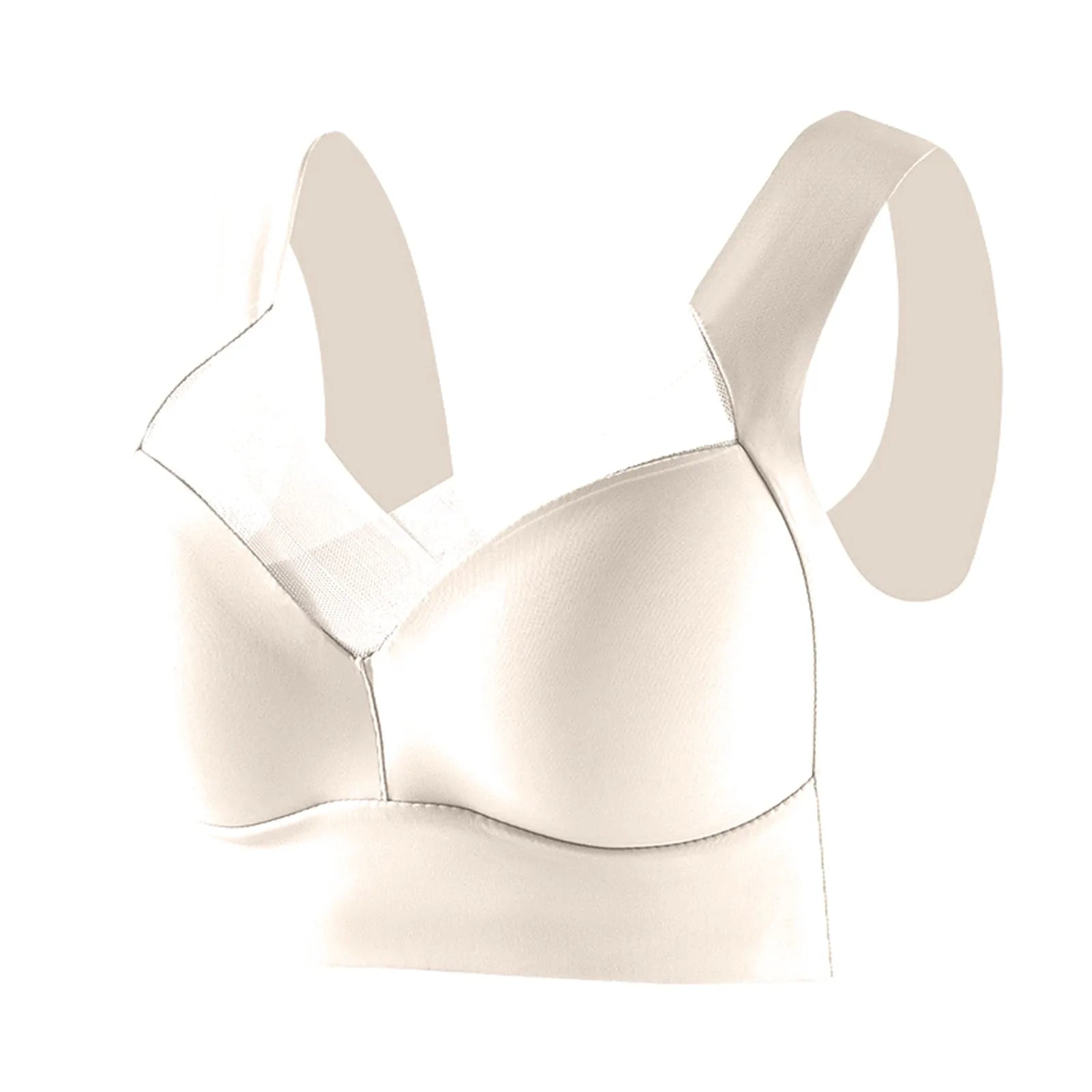 Women's Large Size Underwear Comfortable No Steel Ring Vest Bra Thin Design Side Cinching Breast Gathering Push-Up Seamless Bra