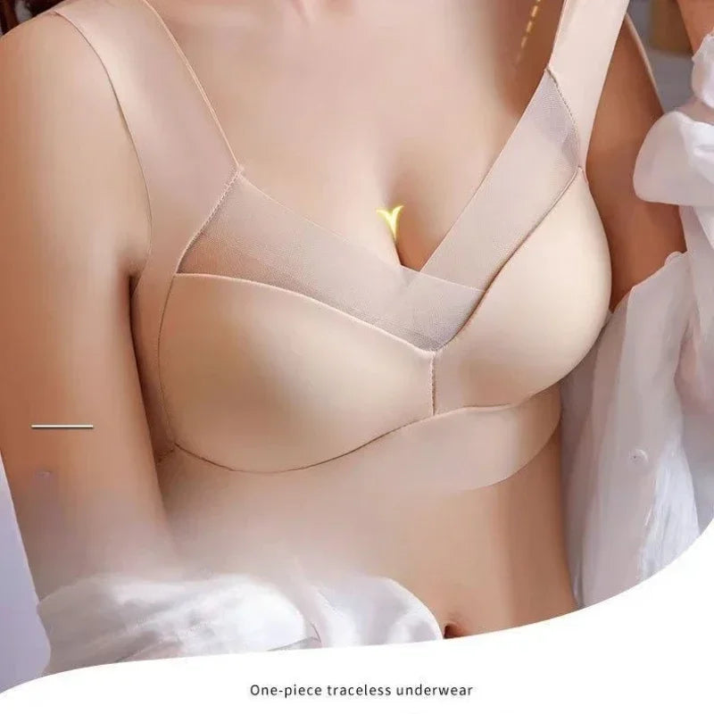 Ice Silk Seamless Sports Underwear for Women, Vest Type, Integrated Cup, Closed Breast, Anti-sagging, Upper Support, Bra Cover