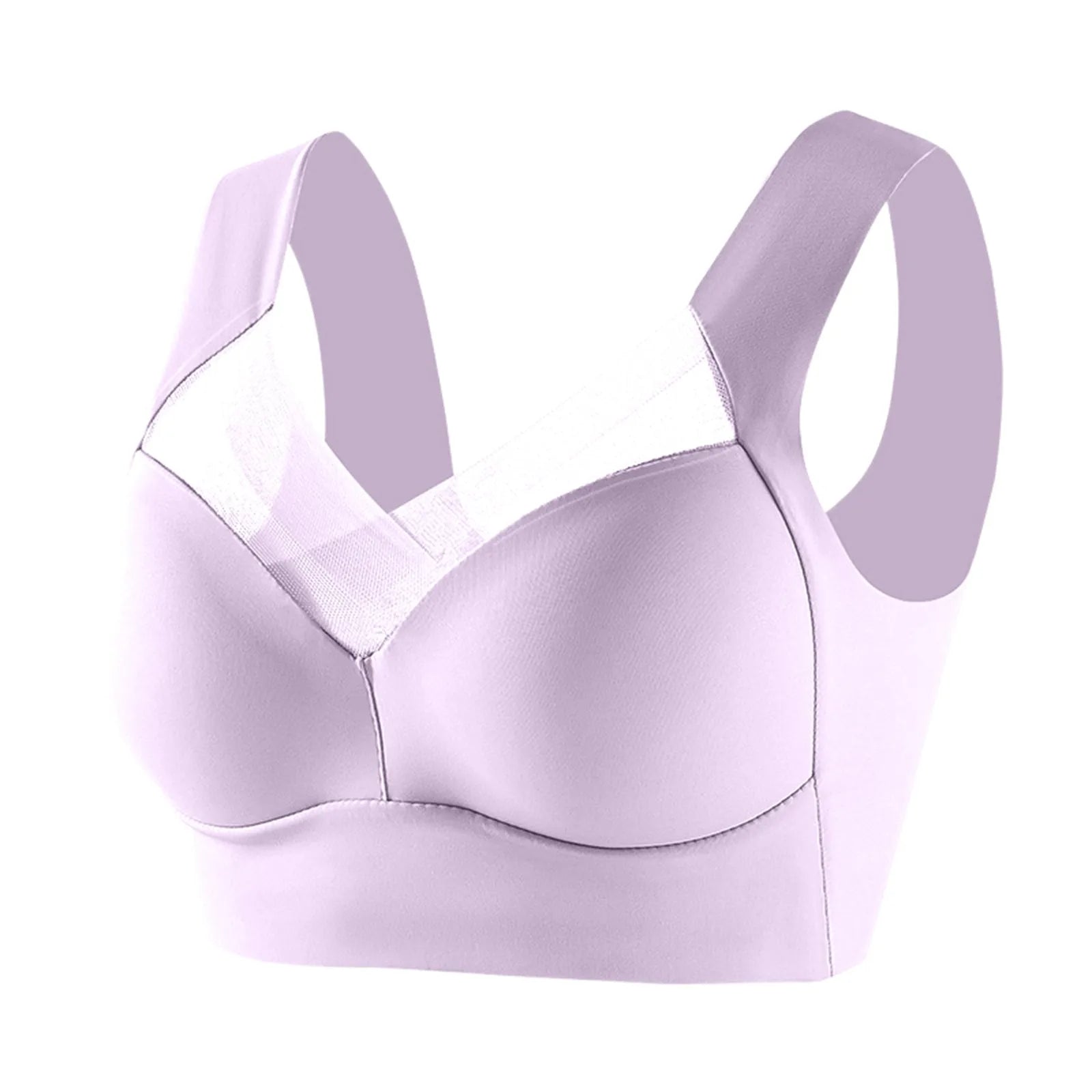 Women's Large Size Underwear Comfortable No Steel Ring Vest Bra Thin Design Side Cinching Breast Gathering Push-Up Seamless Bra